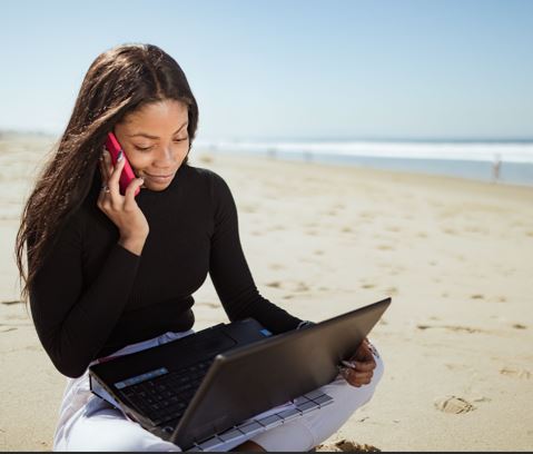 Professional working remotely from a modern home office