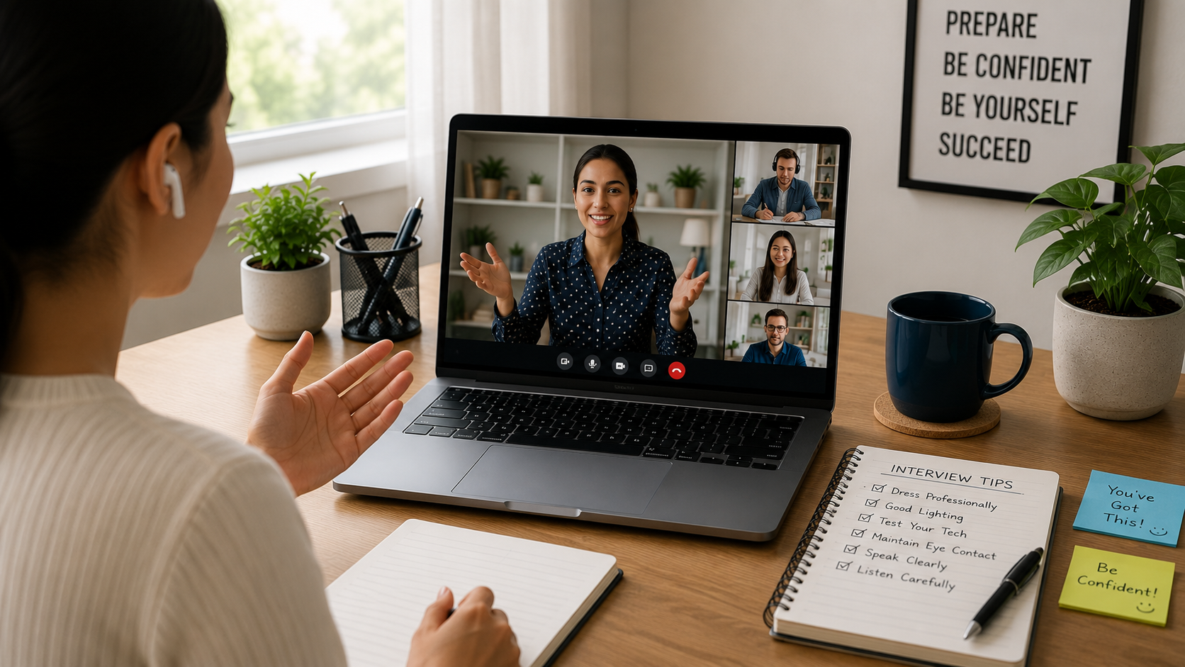 Professional planning long-term career growth while working remotely