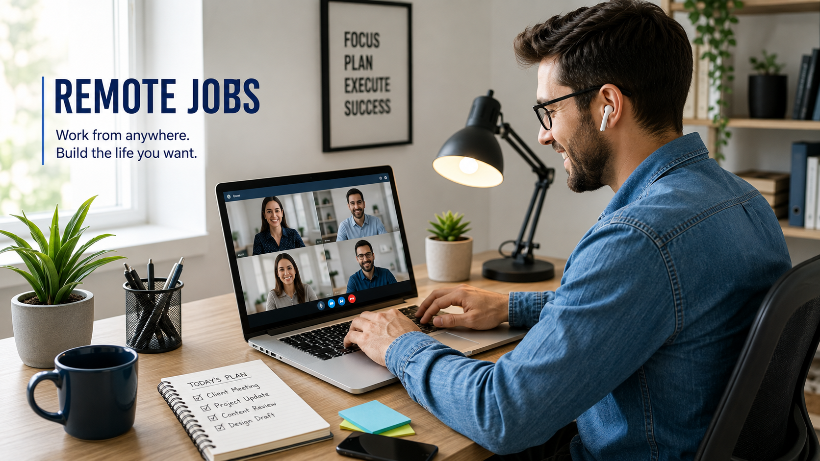 Searching trusted remote job websites on a laptop