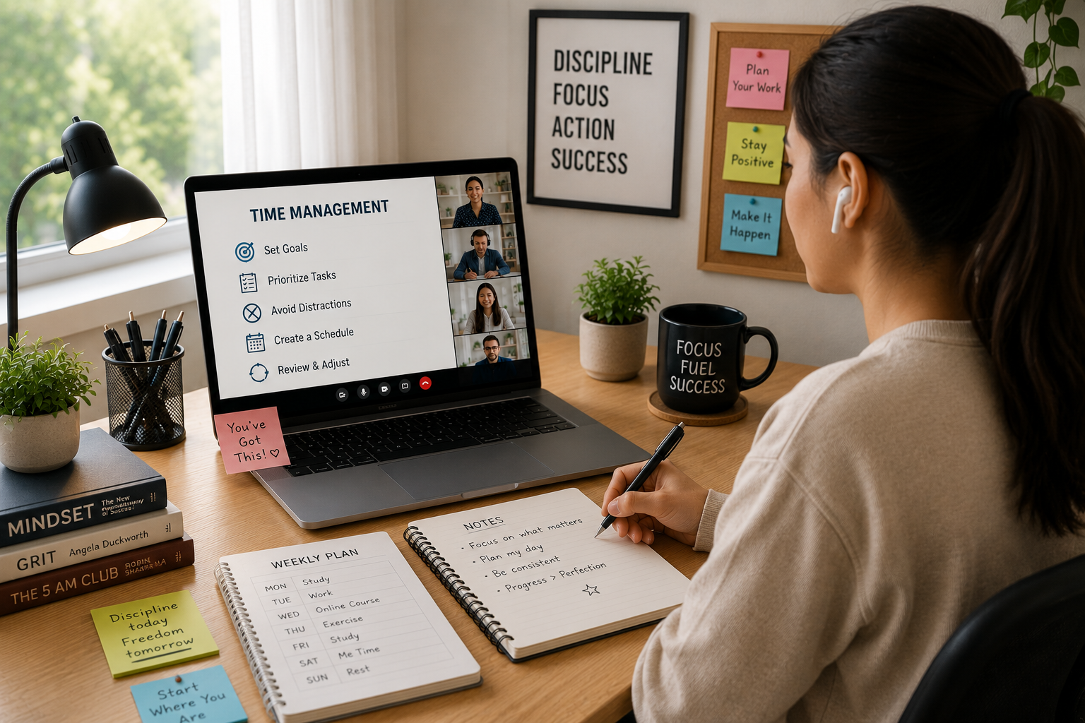 Professional using communication and productivity tools while working remotely